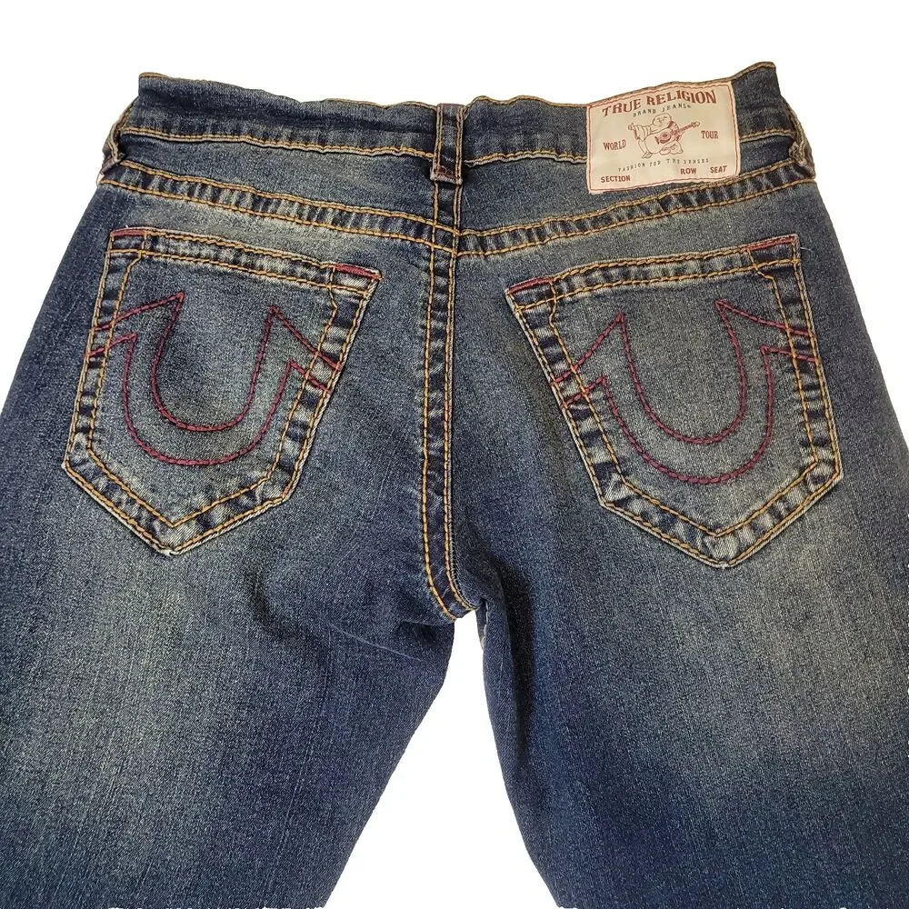 True Religion Geno Slim Big T Relaxed Red Rope Stitch Jeans 30x31